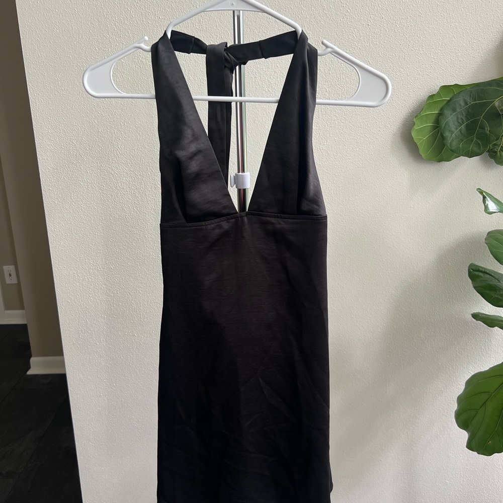 Motel Rocks Black Backless Halter Dress